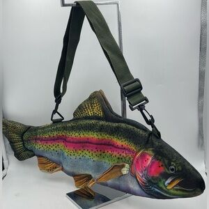 Salamander Graphix: Rainbow Trout Fish Shaped Insulated Tote Bag Adjustabe Strap
